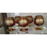 Set of six Venetian glass brandy goblets