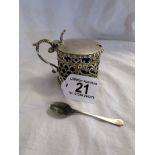 Silver mustard pot & spoon