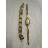 Gold bracelet & ladies watch