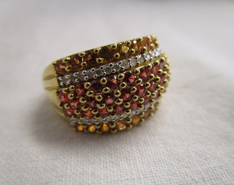 Gold diamond & stone set ring