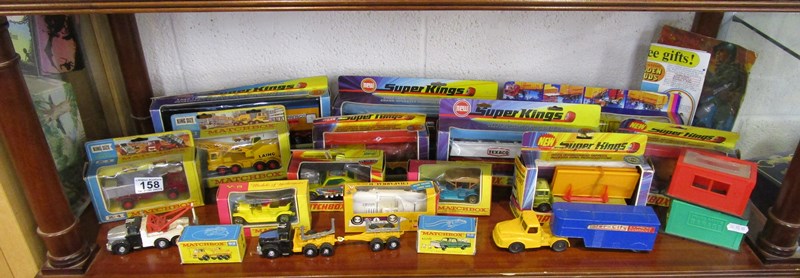 Shelf of die-cast cars - Mostly Matchbox - Many boxed