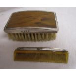 Silver & tortoiseshell brush with comb - Hallmarked for William Devenport, Birmingham