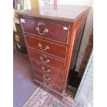 Mahogany filing cabinet with key