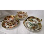 3 decorative Spode cups & saucers