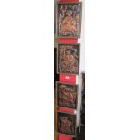 Interesting set of 4 German copper relief plaques - 4 seasons