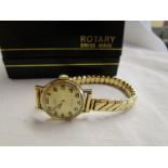 Ladies gold wrist watch by Rotary with case - G.W.O.