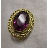 14ct gold amethyst set brooch