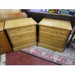 Pair of solid pine 3 drawer chests