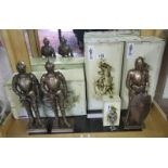 4 Boxed Knight figures to include one hand cast example with gold detailing