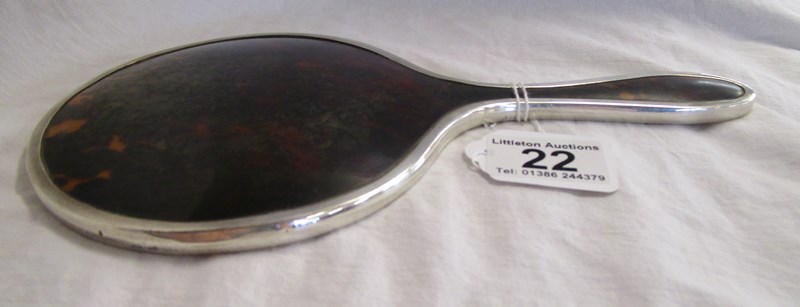 Silver & tortoiseshell hand mirror