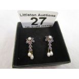 Pair of amethyst & pearl drop earrings