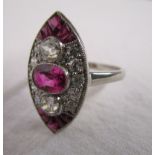 Fine platinum ruby & diamond set ring