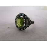 Peridot, opal & diamond cluster ring