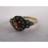 Garnet & diamond Art Deco style ring