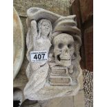 Stone wall hanging – Vanitas Tudor gate, Cornwall