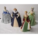 4 L/E figurines by Franklin porcelain - Historical Royal Women