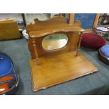 Satin walnut wall shelf with bevelled glass mirror