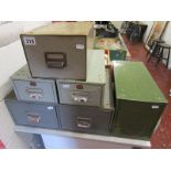 Collection of vintage filing drawers to include Veteran series