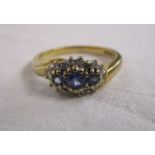 Gold sapphire & diamond cluster ring