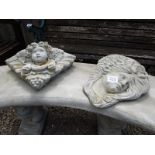 Cherub & lady stone wall pockets