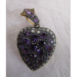 Amethyst and diamond heart locket