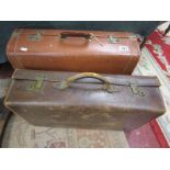 2 leather suitcases