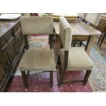 Set of six heavy oak dinning chairs