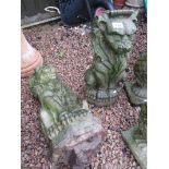 Pair of stone lion statues