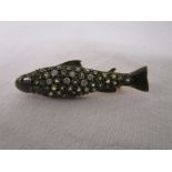 Peridot & diamond fish brooch