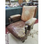 Late 19C leather club chair A/F