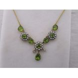 Peridot, pearl & diamond necklace