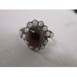 Opal & garnet cluster ring