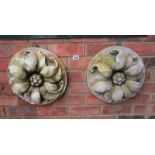 Pair of Tudor Gate wall hanging plaques - Flower theme