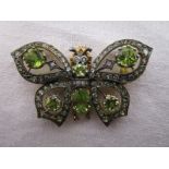 Diamond & peridot butterfly brooch
