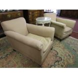 Pair of Howard style upholstered armchairs