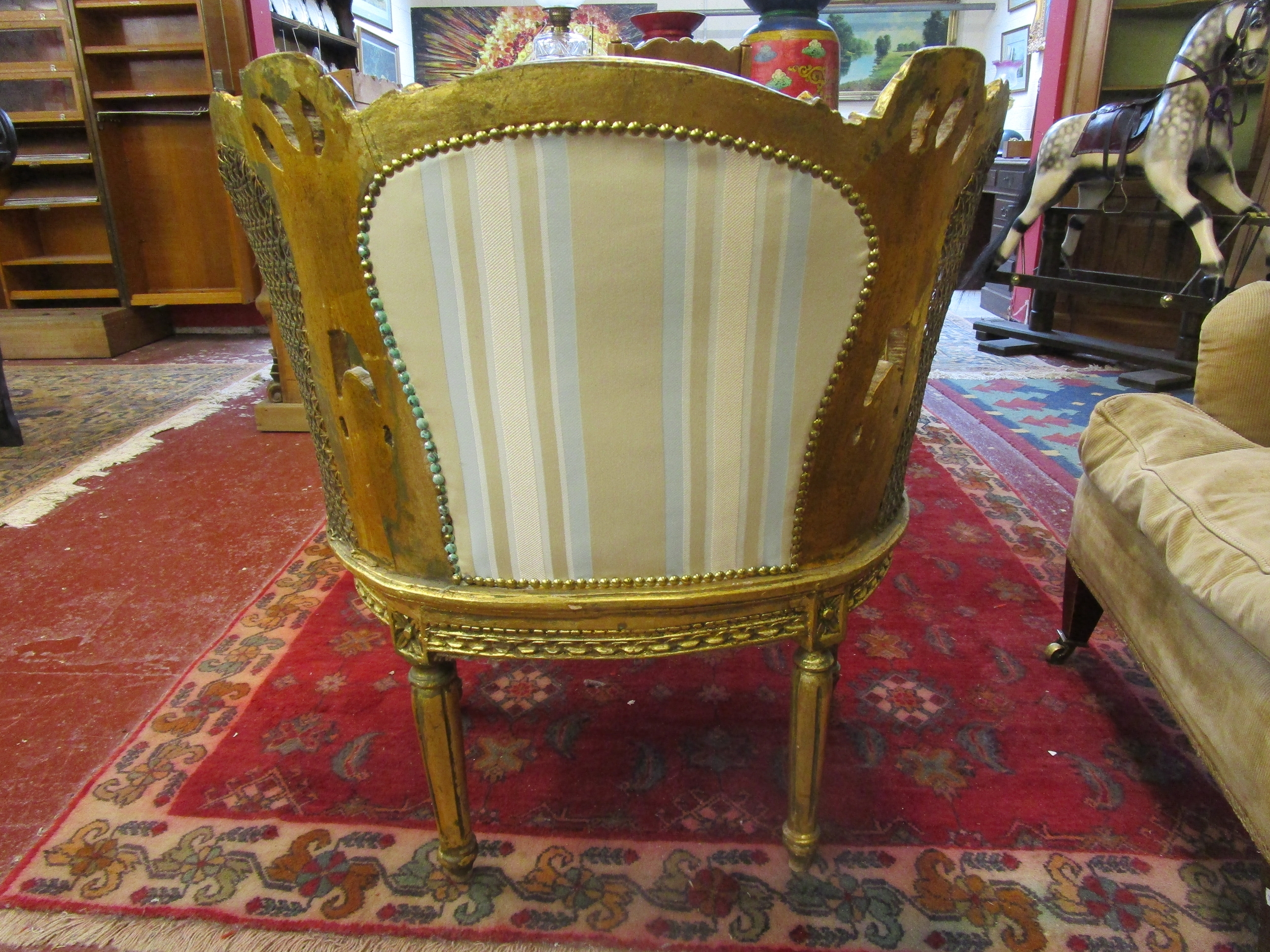 Pair of French gilt and bergère tub chairs - Image 2 of 5