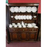 Titchmarsh & Goodwin oak cupboard dresser - H: 187cm W: 139cm D: 46cm