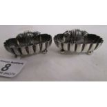 2 hallmarked silver seashell condiment pots