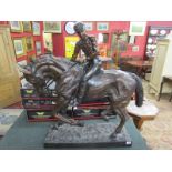 Large & impressive bronze - Horse and Jockey - Height: 101cm