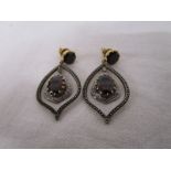 Pair of garnet & diamond drop earrings
