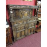 Titchmarsh & Goodwin oak Court cupboard - H: 144cm W: 122cm D: 40cm