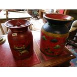 Pair of large treen Islamic jars