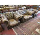 Chesterfield style leather 3 piece suite