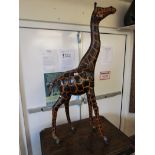 Leather giraffe - H: 136cm