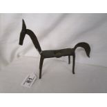 Early antique Pagan rustic iron horse candlestick