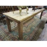 Antique pine kitchen table - H: 78cm L: 244cm W: 76cm
