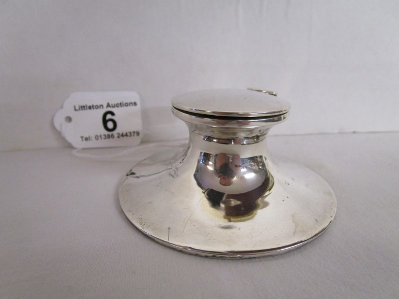 Hallmarked silver inkwell