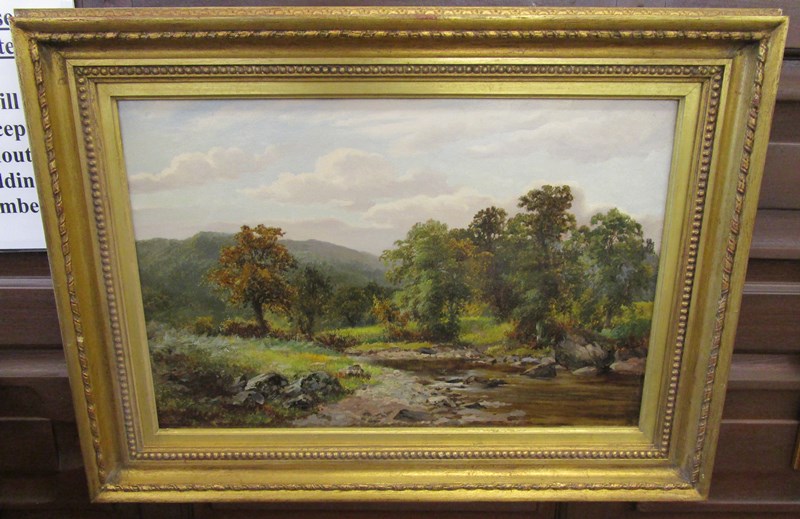 Oil on canvas - River scene by A Gyngell