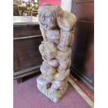 Interesting stone figure - Hear no Evil, See no Evil, Speak no Evil - H: 78cm