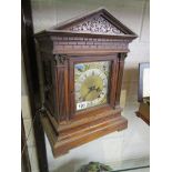 Large Edwardian oak mantle clock